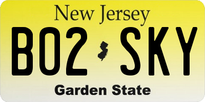 NJ license plate B02SKY
