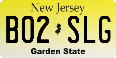 NJ license plate B02SLG