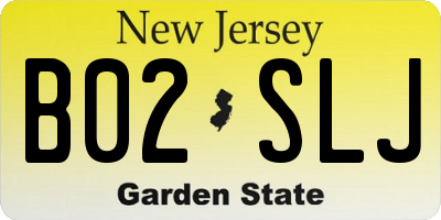 NJ license plate B02SLJ