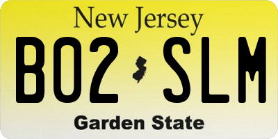 NJ license plate B02SLM