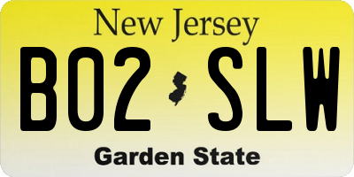 NJ license plate B02SLW