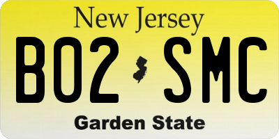 NJ license plate B02SMC