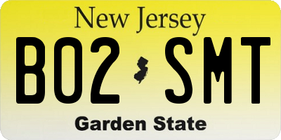 NJ license plate B02SMT