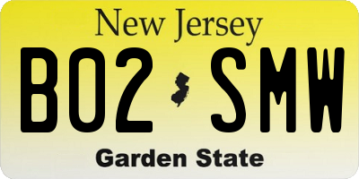 NJ license plate B02SMW