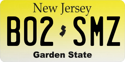NJ license plate B02SMZ