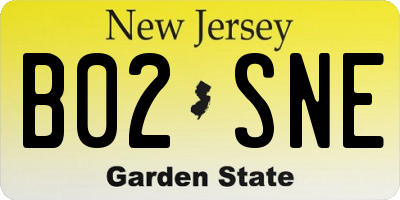 NJ license plate B02SNE