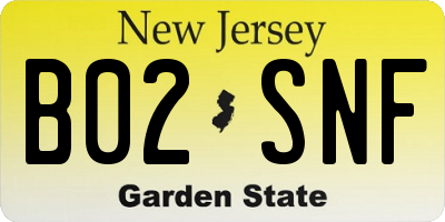 NJ license plate B02SNF