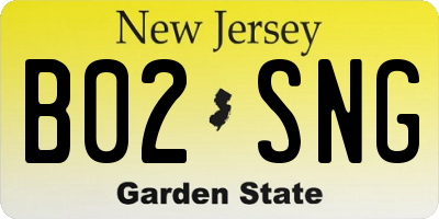 NJ license plate B02SNG