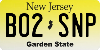 NJ license plate B02SNP