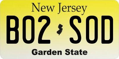 NJ license plate B02SOD