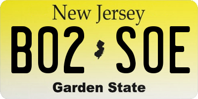NJ license plate B02SOE