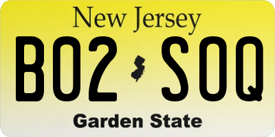 NJ license plate B02SOQ
