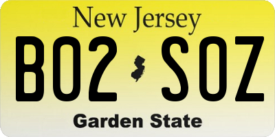 NJ license plate B02SOZ