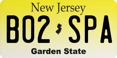 NJ license plate B02SPA
