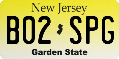 NJ license plate B02SPG