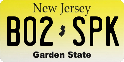 NJ license plate B02SPK