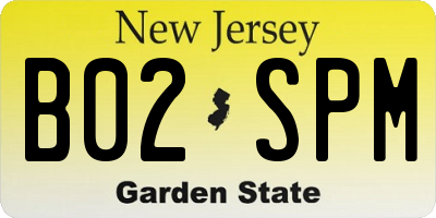 NJ license plate B02SPM
