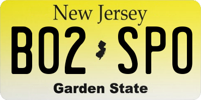 NJ license plate B02SPO