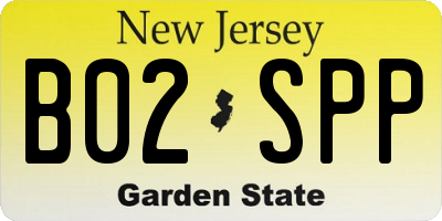 NJ license plate B02SPP