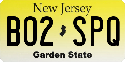 NJ license plate B02SPQ