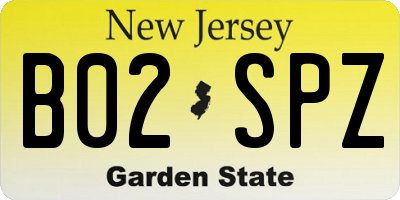 NJ license plate B02SPZ