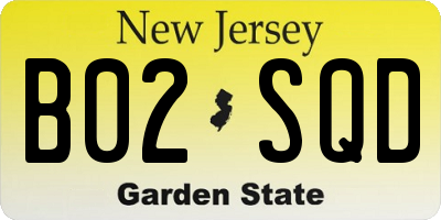 NJ license plate B02SQD