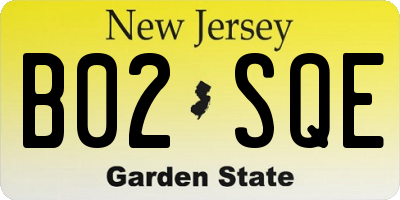 NJ license plate B02SQE