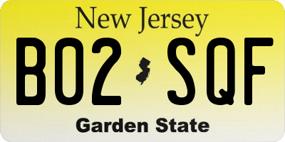 NJ license plate B02SQF