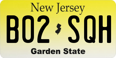 NJ license plate B02SQH