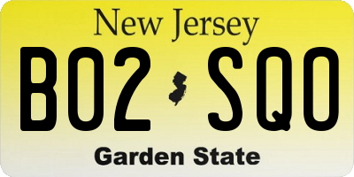 NJ license plate B02SQO