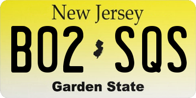NJ license plate B02SQS