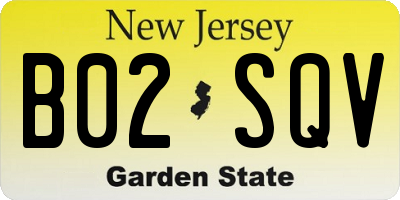 NJ license plate B02SQV