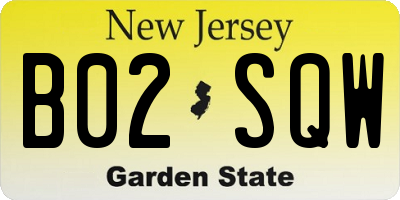NJ license plate B02SQW
