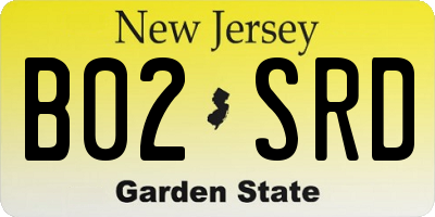 NJ license plate B02SRD