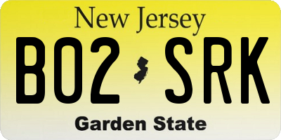 NJ license plate B02SRK