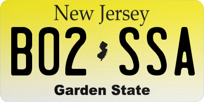 NJ license plate B02SSA
