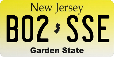 NJ license plate B02SSE