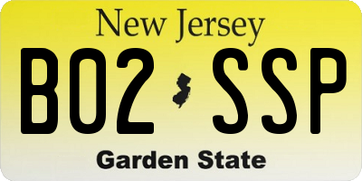 NJ license plate B02SSP