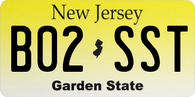 NJ license plate B02SST