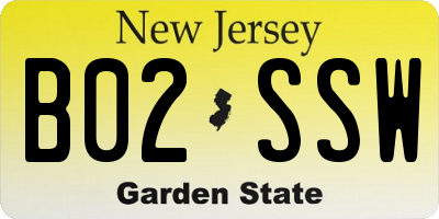 NJ license plate B02SSW
