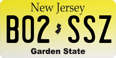 NJ license plate B02SSZ