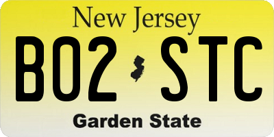 NJ license plate B02STC