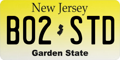 NJ license plate B02STD