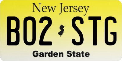 NJ license plate B02STG