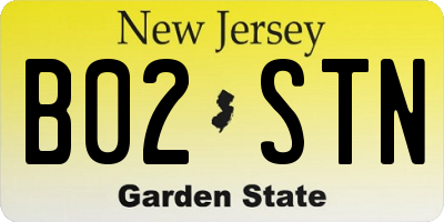 NJ license plate B02STN
