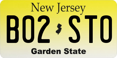 NJ license plate B02STO