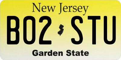 NJ license plate B02STU
