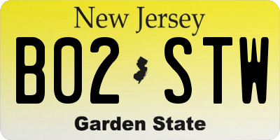NJ license plate B02STW
