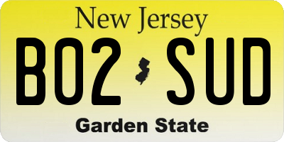 NJ license plate B02SUD
