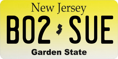NJ license plate B02SUE